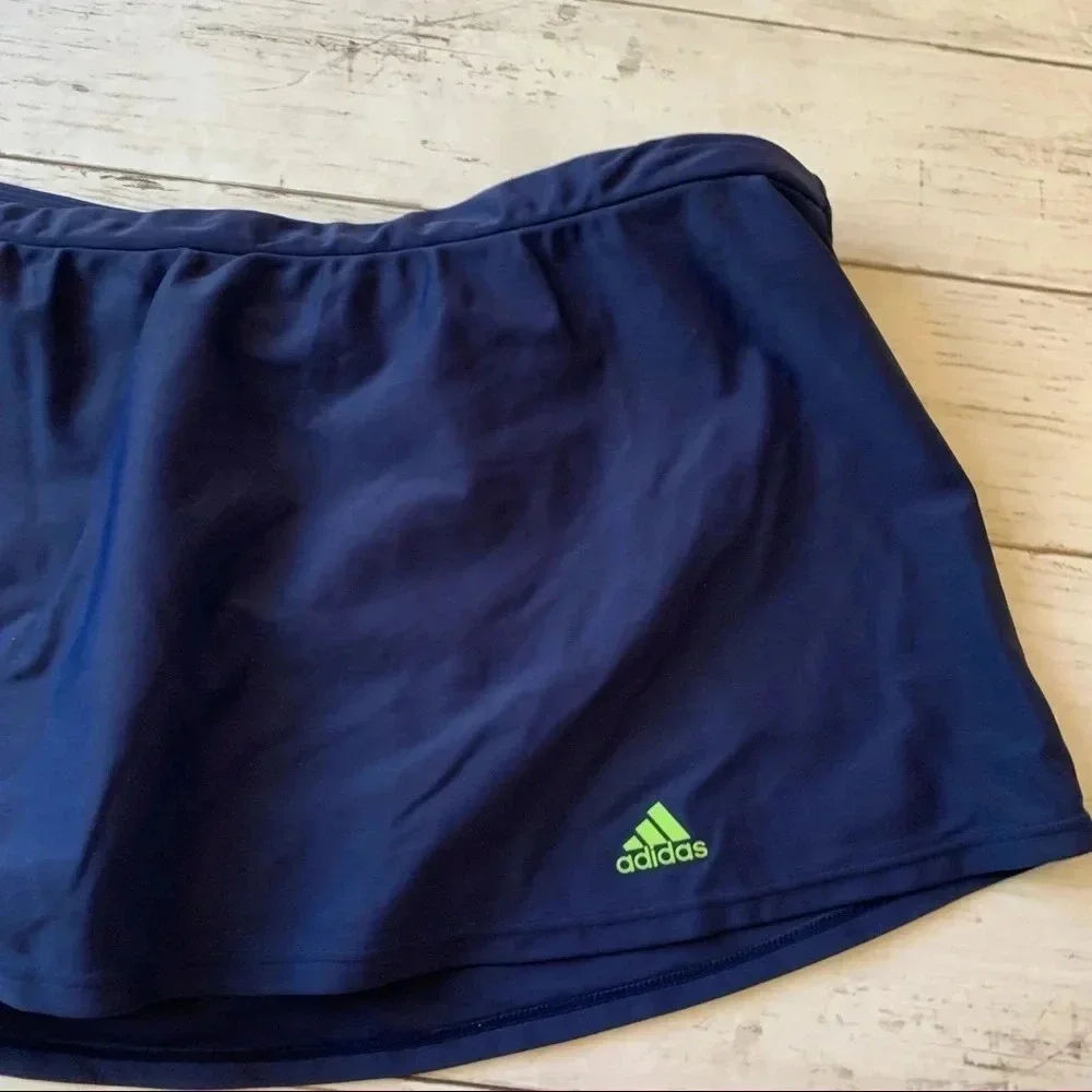 Adidas Swimsuit Skirt Bikini Bottom Navy Neon Size 16